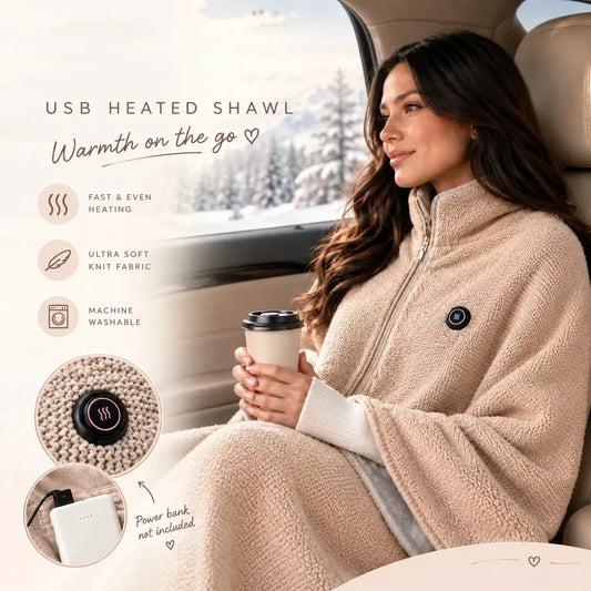 🛋️❤️Hands‑Free Zipper‑Wearable USB Heated‑Shawl | Fast‑Heat For Office Desk‑Work & Indoor‑Relax🧣
