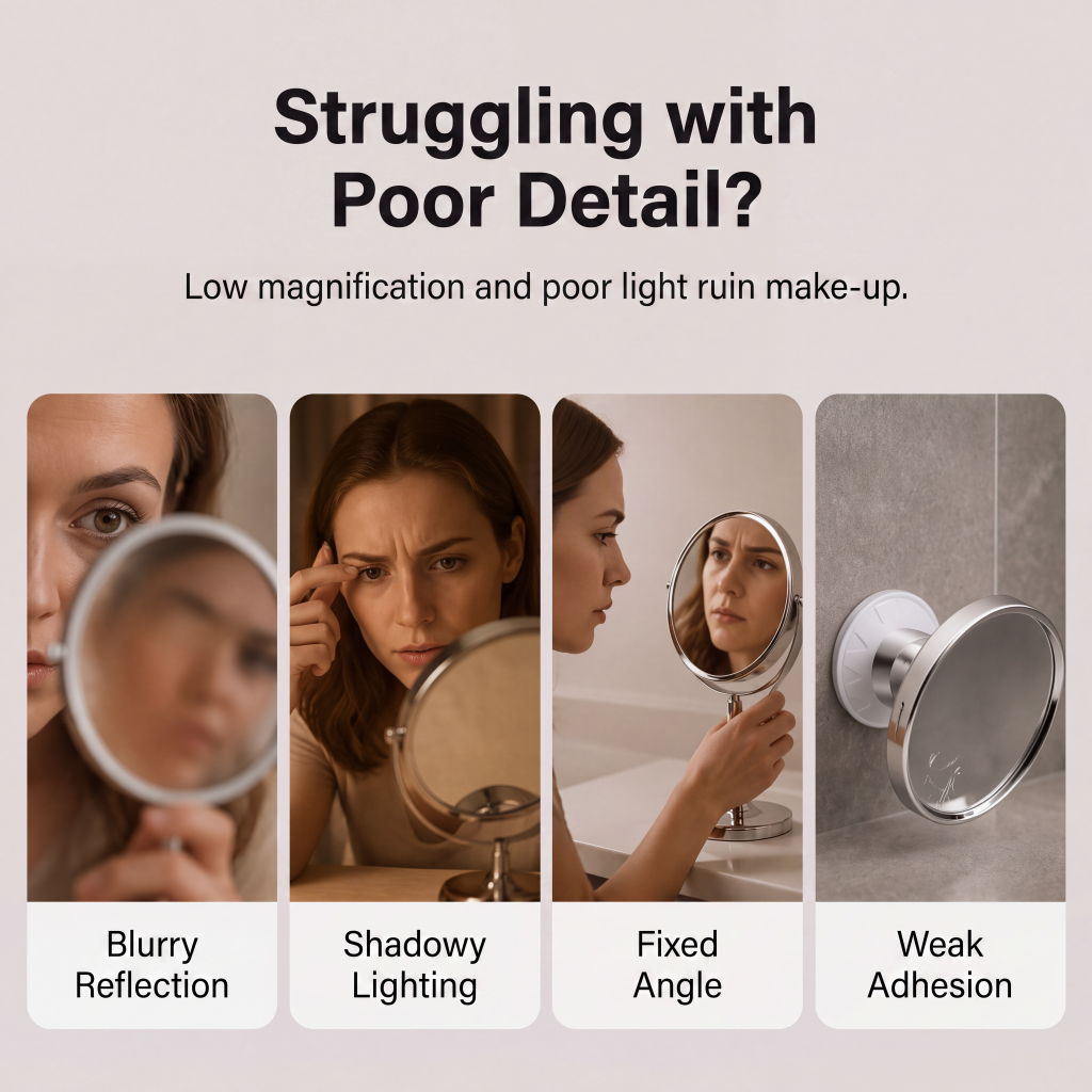 ⏳🔥LIMITED-TIME 50% OFF! ⏰10x Magnifying Makeup Mirror with LED Light and Suction Cup