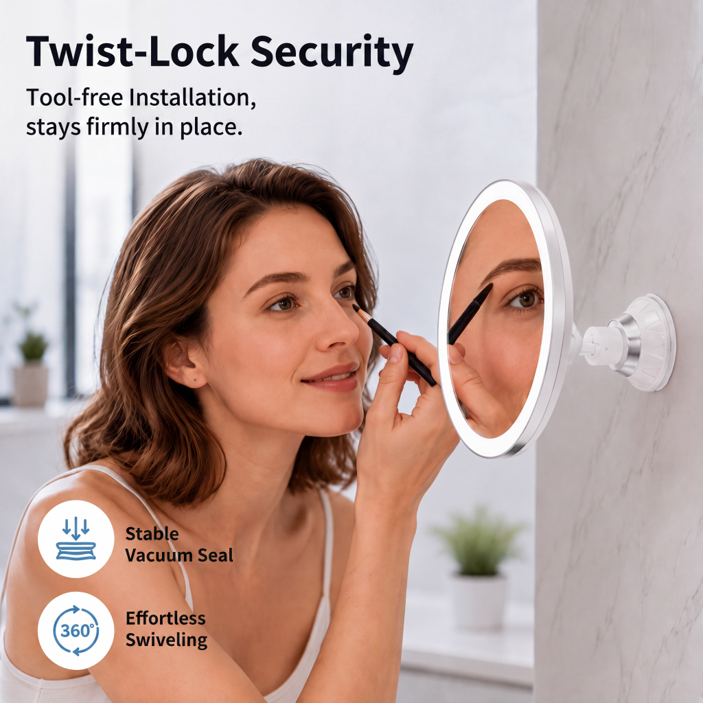⏳🔥LIMITED-TIME 50% OFF! ⏰10x Magnifying Makeup Mirror with LED Light and Suction Cup