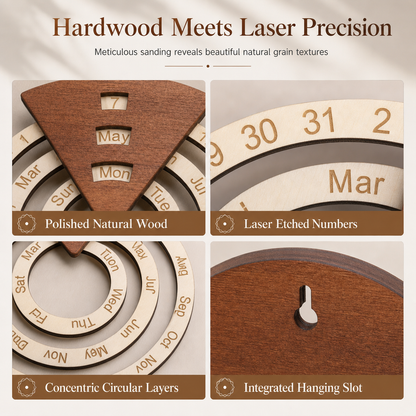 🎁2027 New Arrivals 50% OFF💥Circular Wooden Rotating Perpetual Calendar – Artistic, Interactive, Timeless ✨