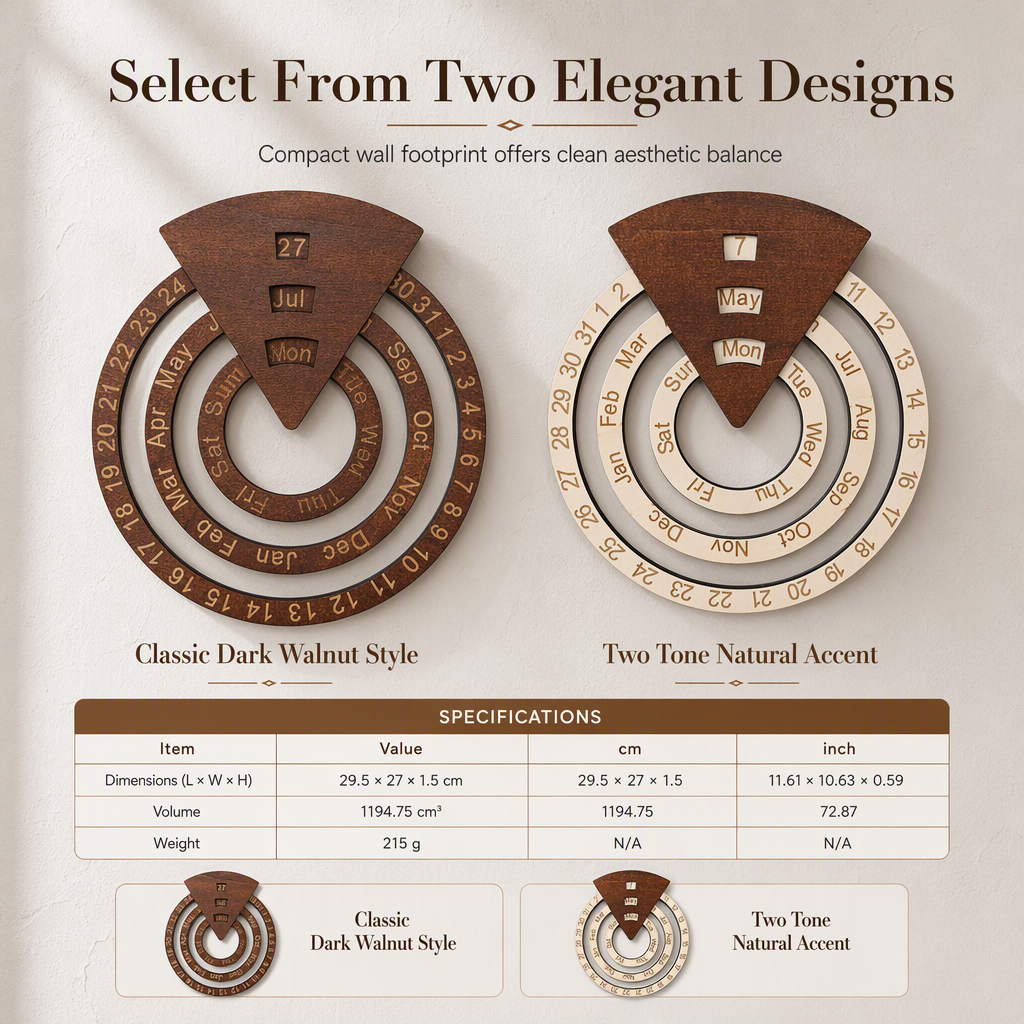 🎁2027 New Arrivals 50% OFF💥Circular Wooden Rotating Perpetual Calendar – Artistic, Interactive, Timeless ✨