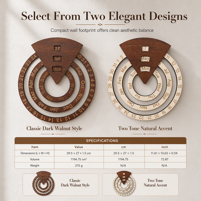 🎁2027 New Arrivals 50% OFF💥Circular Wooden Rotating Perpetual Calendar – Artistic, Interactive, Timeless ✨