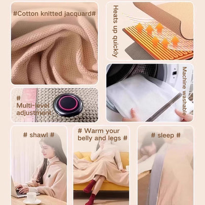 🛋️❤️Hands‑Free Zipper‑Wearable USB Heated‑Shawl | Fast‑Heat For Office Desk‑Work & Indoor‑Relax🧣