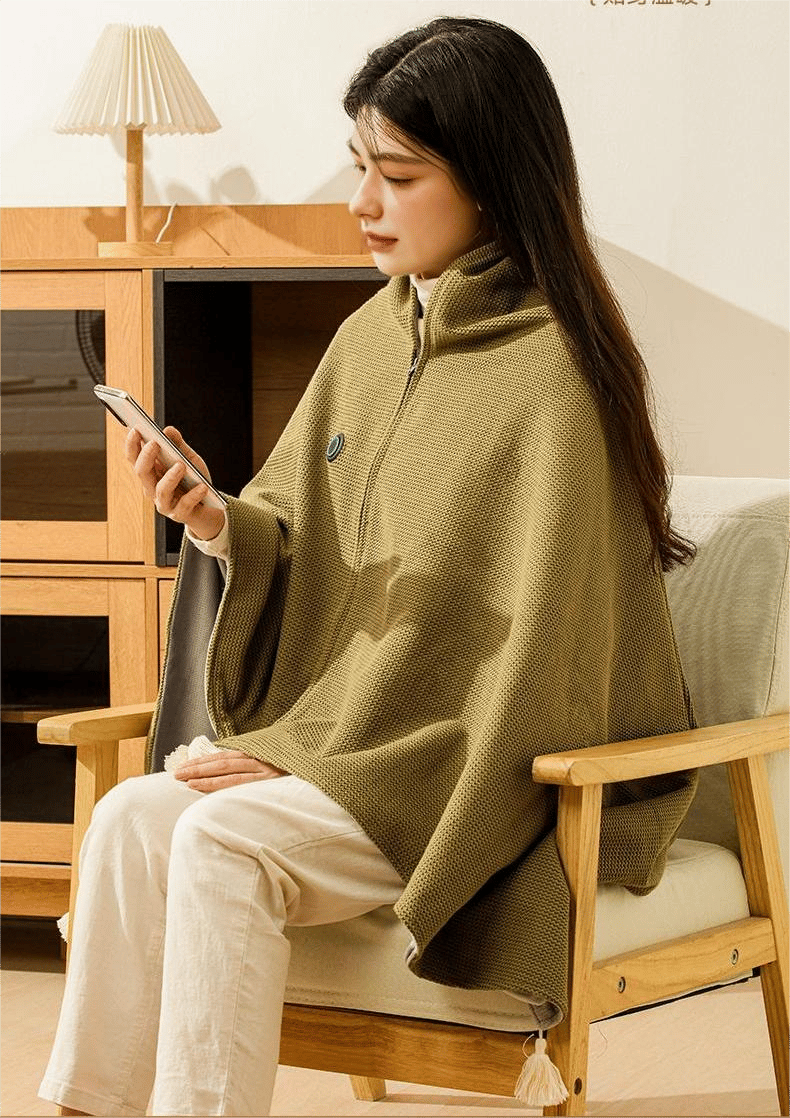 🛋️❤️Hands‑Free Zipper‑Wearable USB Heated‑Shawl | Fast‑Heat For Office Desk‑Work & Indoor‑Relax🧣