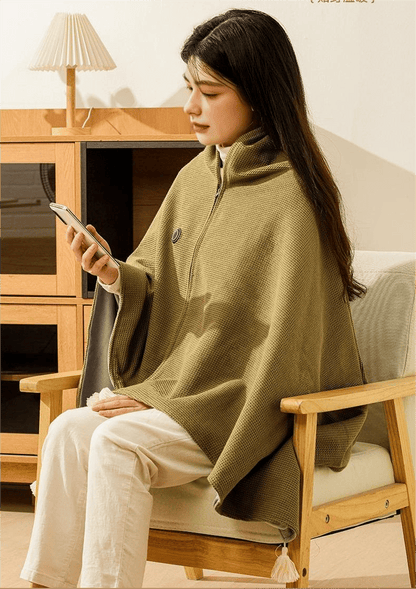 🛋️❤️Hands‑Free Zipper‑Wearable USB Heated‑Shawl | Fast‑Heat For Office Desk‑Work & Indoor‑Relax🧣